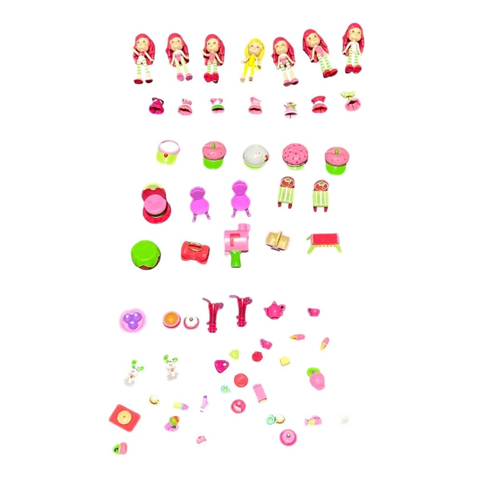 Strawberry Shortcake Lemon Meringue 3" Mini Doll Lot Snap On Clothes Accessories